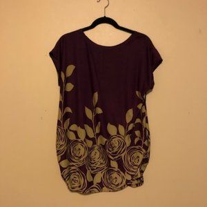 Silky Cap Sleeve Floral Top w/ Cinched Bottom